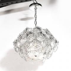 Veb Ebersbach Mid Century Hexagonal Prism Frosted Glass Diffuser Chandelier by Veb Ebersbach - 4438443