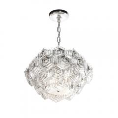 Veb Ebersbach Mid Century Hexagonal Prism Frosted Glass Diffuser Chandelier by Veb Ebersbach - 4438449