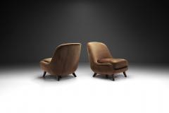 Velour Lounge Chairs with Solid Wood Legs Europe ca 1950s - 3663334