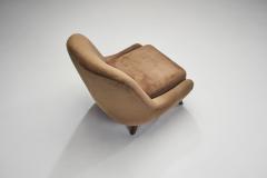 Velour Lounge Chairs with Solid Wood Legs Europe ca 1950s - 3663338