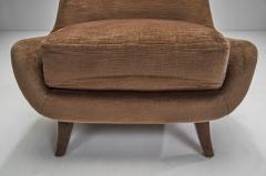 Velour Lounge Chairs with Solid Wood Legs Europe ca 1950s - 3663342