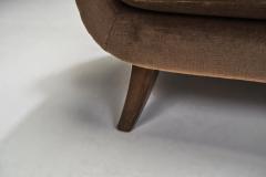 Velour Two Seater Sofa with Solid Wood Legs Europe ca 1950s - 2872108