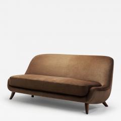 Velour Two Seater Sofa with Solid Wood Legs Europe ca 1950s - 2878552