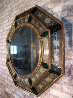 Venetian 18th Century Octagonal Etched Glass Mirror - 356375