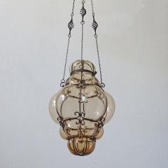 Venetian 1920s Blown Murano Glass and Wrought Iron Pendant - 3687160