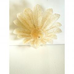 Venetian Amber Leaves Graniglia Murano Glass Flush Mount - 4629632