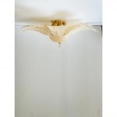 Venetian Amber Leaves Graniglia Murano Glass Flush Mount - 4629636
