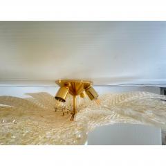 Venetian Amber Leaves Graniglia Murano Glass Flush Mount - 4735841