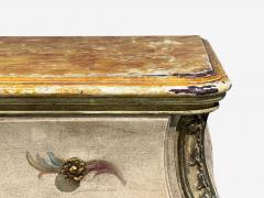 Venetian Chinoiserie Bomb Commode Beige Painted Faux Marble Italy 1920s - 4676746