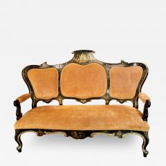 Venetian Chinoiserie and Black Lacquer Settee - 3841589