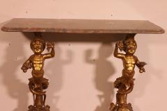 Venetian Console In Gilded Wood And Marble 18 Century - 2169328