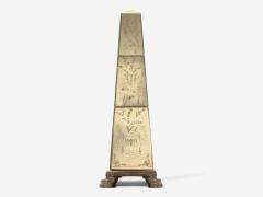 Venetian Etched Glass Panels Distressed Mirror Obelisks 20th C  - 4164667