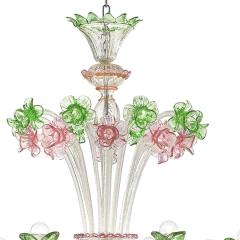 Venetian Floral C Rezzonico Murano Glass Chandelier With Silver Leaf - 4350319