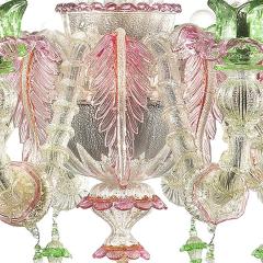 Venetian Floral C Rezzonico Murano Glass Chandelier With Silver Leaf - 4350321