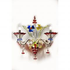 Venetian Floreal Multicolor C Rezzonico Murano Glass Wall Sconce - 4602631
