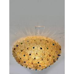Venetian Gold Flowers and Multicolored Murano Glass Flush Mount - 4445865