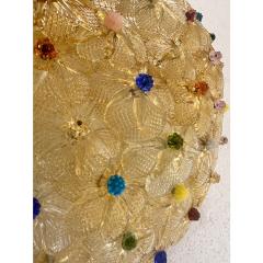 Venetian Gold Flowers and Multicolored Murano Glass Flush Mount - 4445868