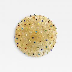 Venetian Gold Flowers and Multicolored Murano Glass Flush Mount - 4446056