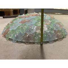 Venetian Green Pink and Light Blue Flowers Murano Glass Flush Mount - 4302952