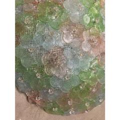 Venetian Green Pink and Light Blue Flowers Murano Glass Flush Mount - 4302953