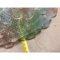 Venetian Green Pink and Light Blue Flowers Murano Glass Flush Mount - 4302954
