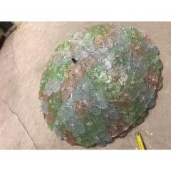 Venetian Green Pink and Light Blue Flowers Murano Glass Flush Mount - 4302959