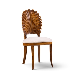 Venetian Grotto Hollywood Regency Style Scalloped Shell Back Dining Chair Pair - 4744626