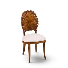 Venetian Grotto Hollywood Regency Style Scalloped Shell Back Dining Chair Pair - 4744634