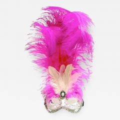 Venetian Handmade Fuchsia Feathered Mask - 375405