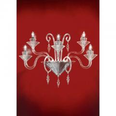 Venetian Imperial Rigadin Murano Glass Wall Sconce in Transparent Glass - 4629912