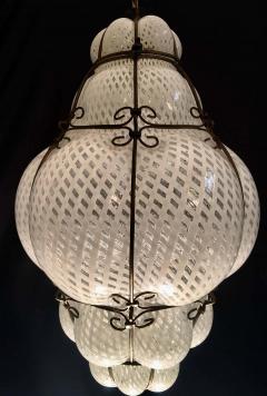 Venetian Lantern in Murano Reticello Glass 1940s - 1602178