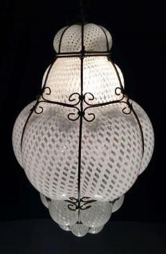 Venetian Lantern in Murano Reticello Glass 1940s - 1602179