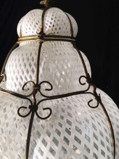 Venetian Lantern in Murano Reticello Glass 1940s - 1602185
