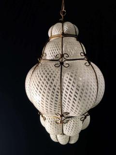 Venetian Lantern in Murano Reticello Glass 1940s - 1602192