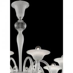 Venetian Murano Glass Chandelier in Transparent and White Tones With Silver Leaf - 4630034