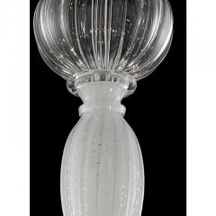 Venetian Murano Glass Chandelier in Transparent and White Tones With Silver Leaf - 4630035