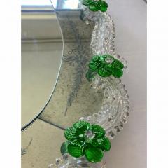 Venetian Murano Glass Oval Floral Wall Mirror Hand Carved Italian Art - 4567416