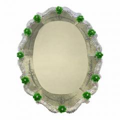 Venetian Murano Glass Oval Floral Wall Mirror Hand Carved Italian Art - 4567418