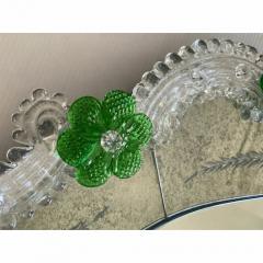 Venetian Murano Glass Oval Floral Wall Mirror Hand Carved Italian Art - 4567425