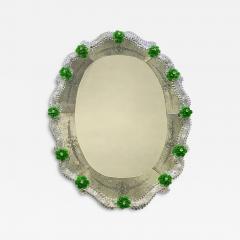 Venetian Murano Glass Oval Floral Wall Mirror Hand Carved Italian Art - 4569937