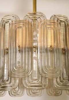Venetian Murano Glass Round Chandelier in Light Smoked Glass and Brass Italy - 4713350
