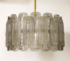 Venetian Murano Glass Round Chandelier in Light Smoked Glass and Brass Italy - 4713351