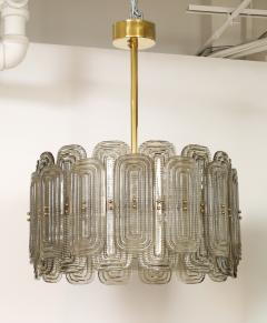Venetian Murano Glass Round Chandelier in Light Smoked Glass and Brass Italy - 4713352