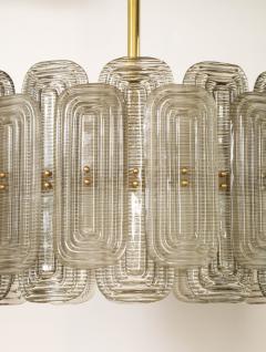 Venetian Murano Glass Round Chandelier in Light Smoked Glass and Brass Italy - 4713353