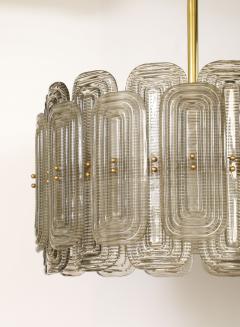 Venetian Murano Glass Round Chandelier in Light Smoked Glass and Brass Italy - 4713354