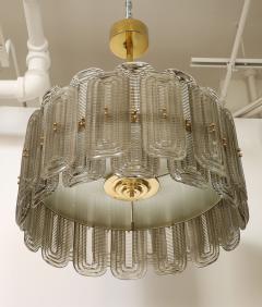 Venetian Murano Glass Round Chandelier in Light Smoked Glass and Brass Italy - 4713358