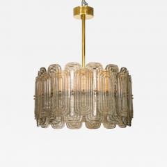 Venetian Murano Glass Round Chandelier in Light Smoked Glass and Brass Italy - 4716207