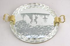 Venetian Murano Glass Tray Plate With Engravings 24K Gold Flakes IT ca 1960 - 3822909