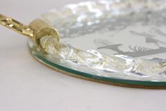 Venetian Murano Glass Tray Plate With Engravings 24K Gold Flakes IT ca 1960 - 3822911