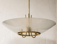 Venetian Murano Reticello Glass and Brass Chandelier Italy circa 1950 - 3452901